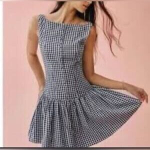 Women’s Elegant Blue and White Checkered Dress
